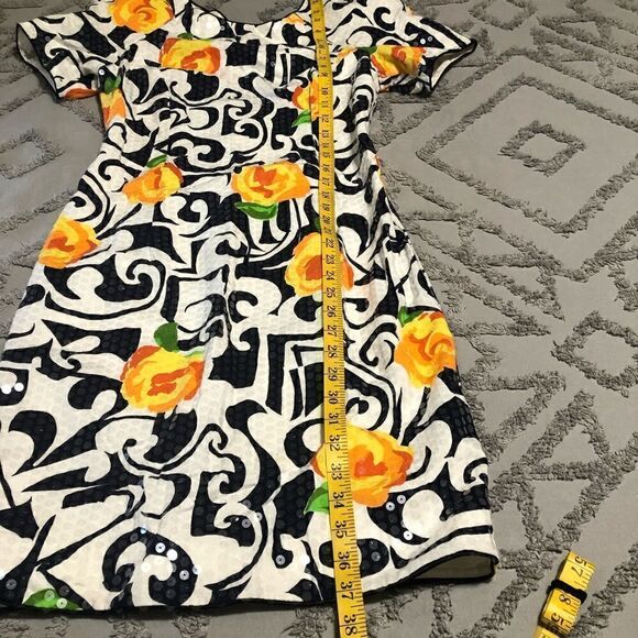 vintage Chancelle abstract floral print sequined dress size 6 - Picture 8 of 14